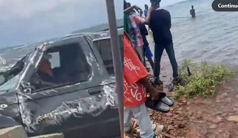 Pickup truck plunges into Volta Lake